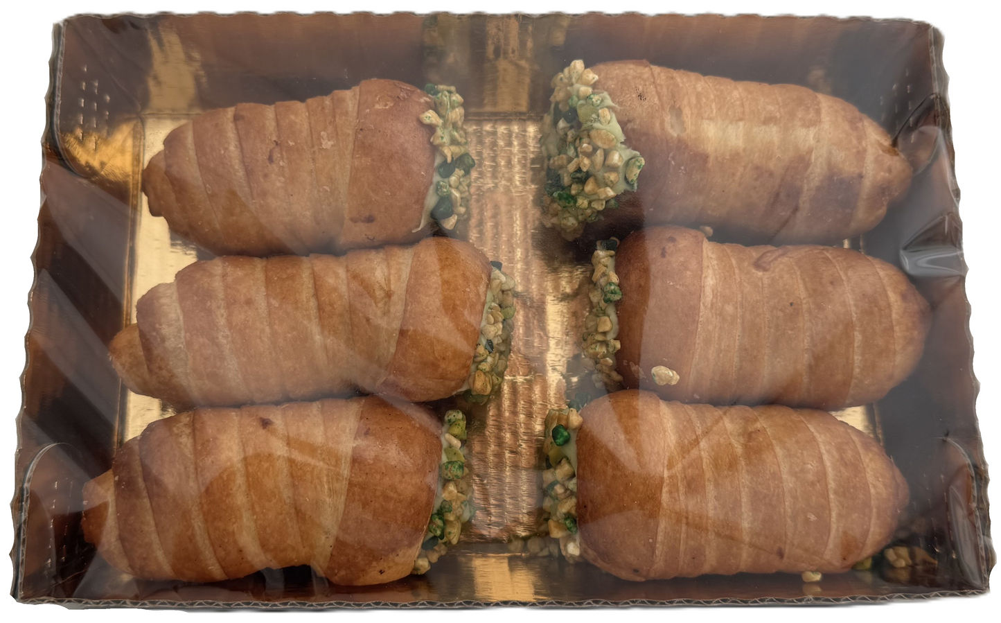 Pistachio Cream Puff Pastry Cannolo with Chopped Hazelnuts 200g